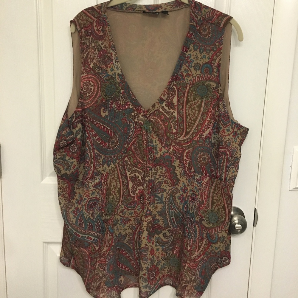 Sleeveless Paisley Top Shell Tank Size 3X